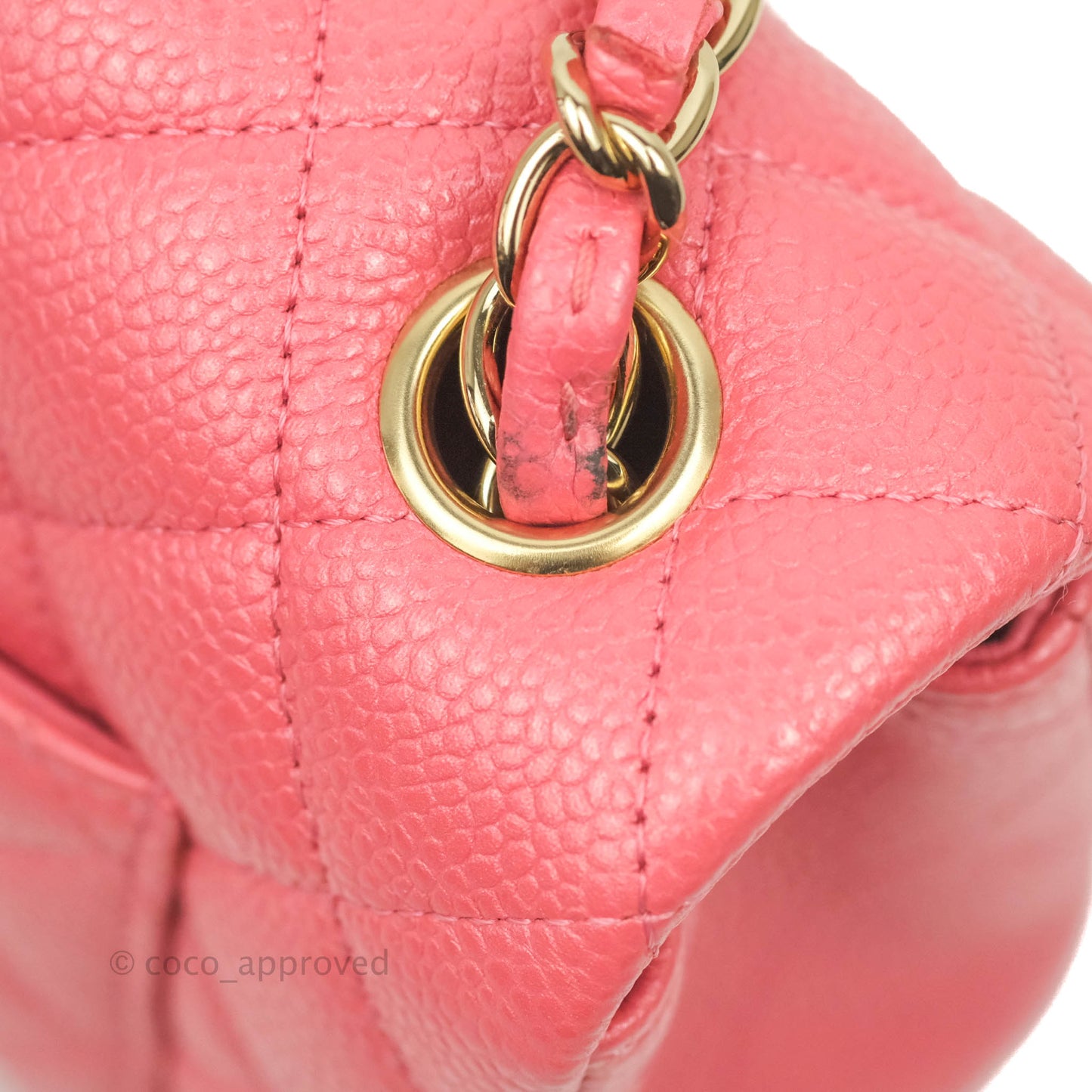 Chanel Quilted Mini Rectangular Flap Pearly Pink Caviar Gold Hardware 18S