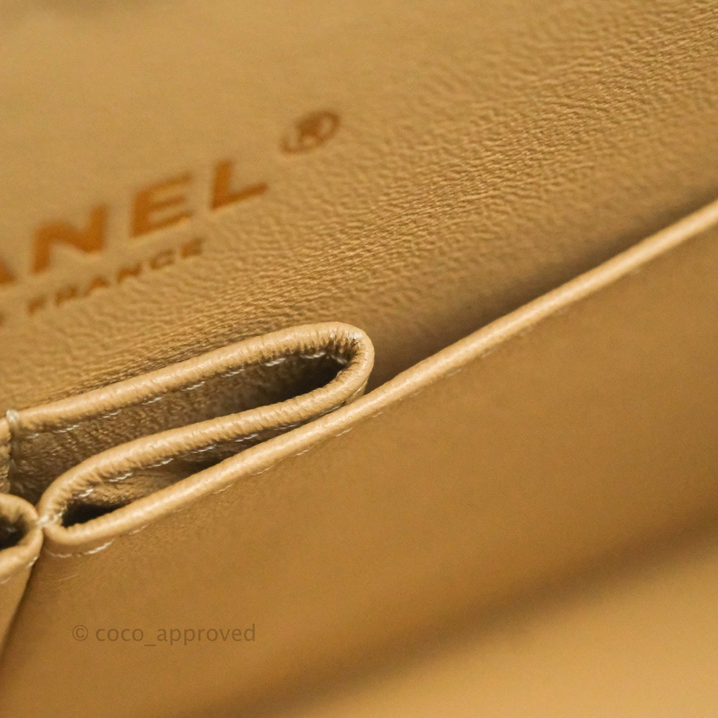 Chanel Classic M/L Medium Flap Quilted Beige Caviar Gold Hardware