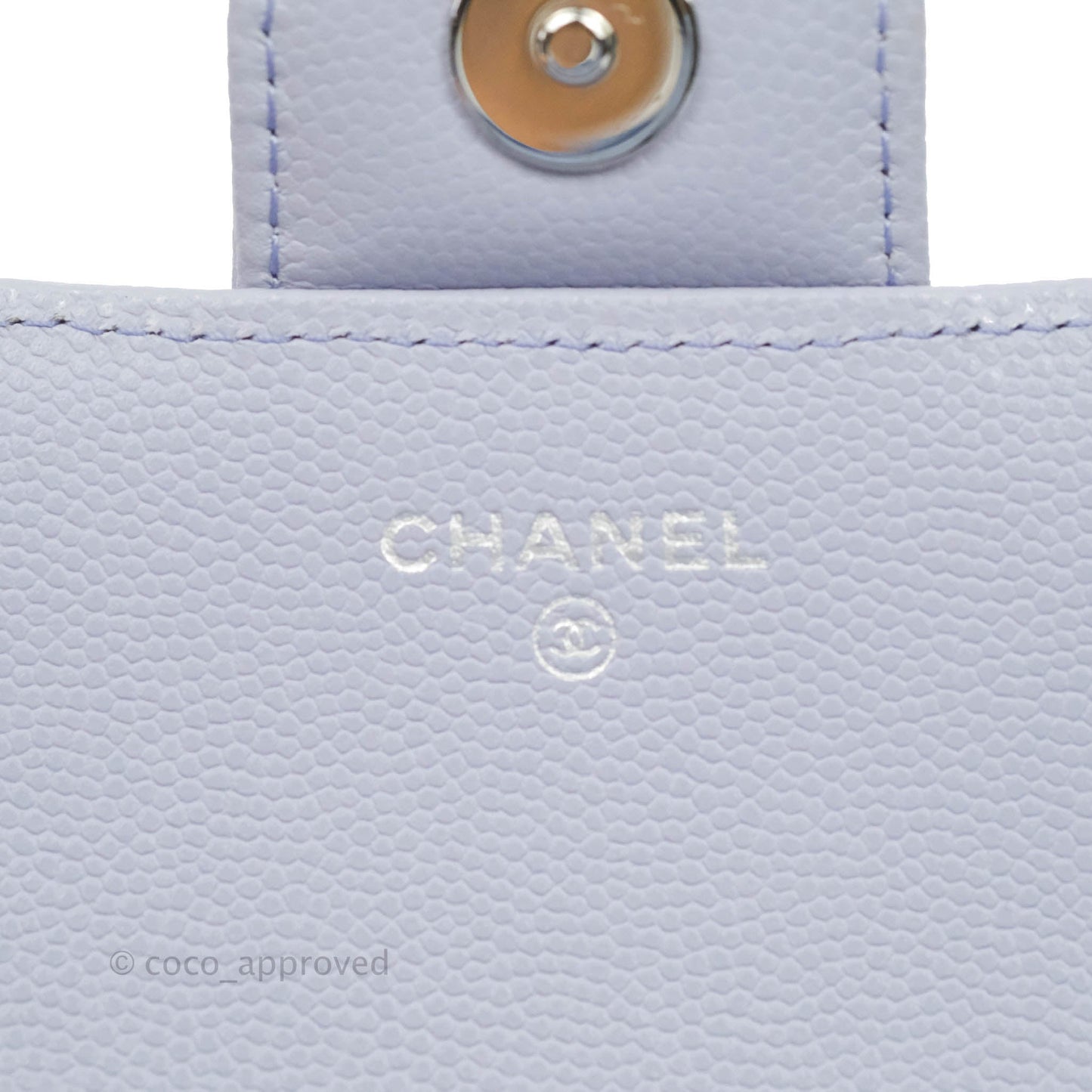 Chanel Quilted Case With Chain Lilac Caviar Silver Hardware