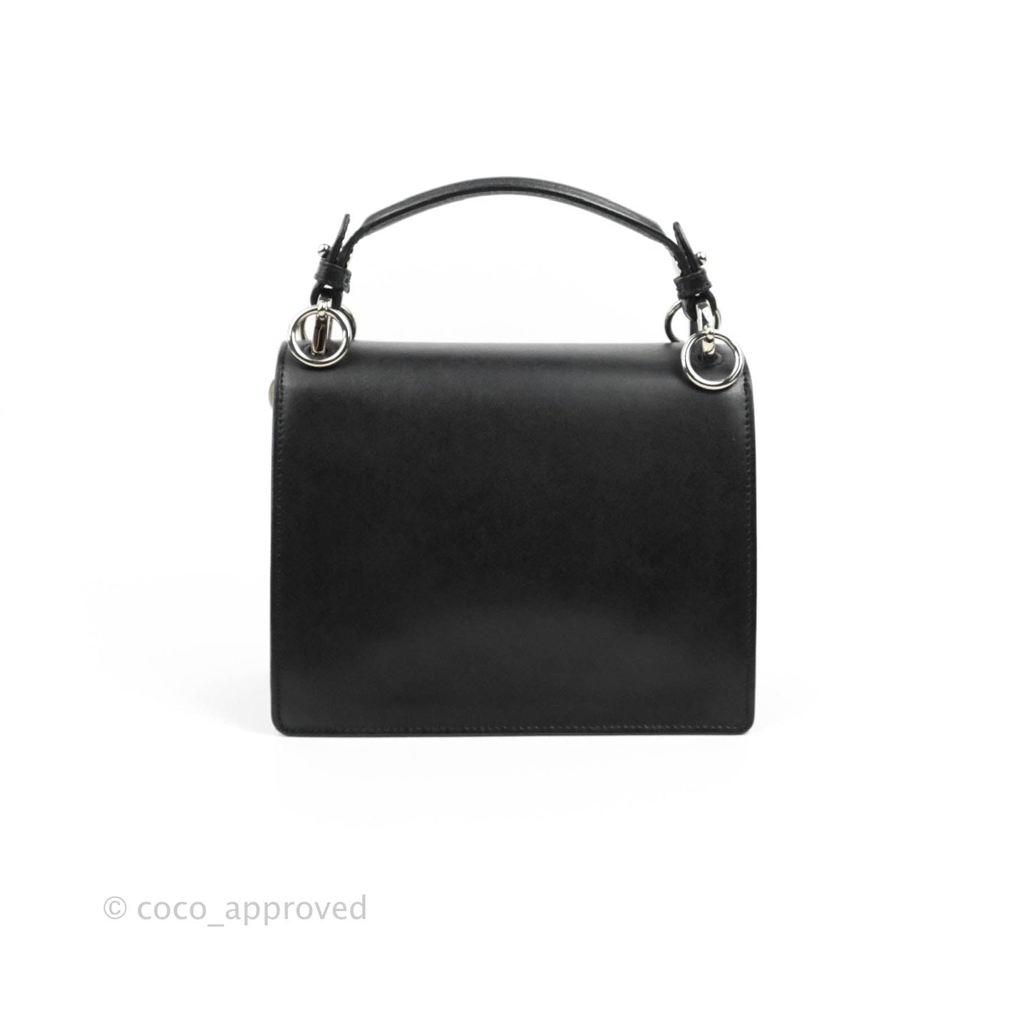 Fendi Scalloped Studded Pearl Small Kan I Shoulder Bag Black Calfskin