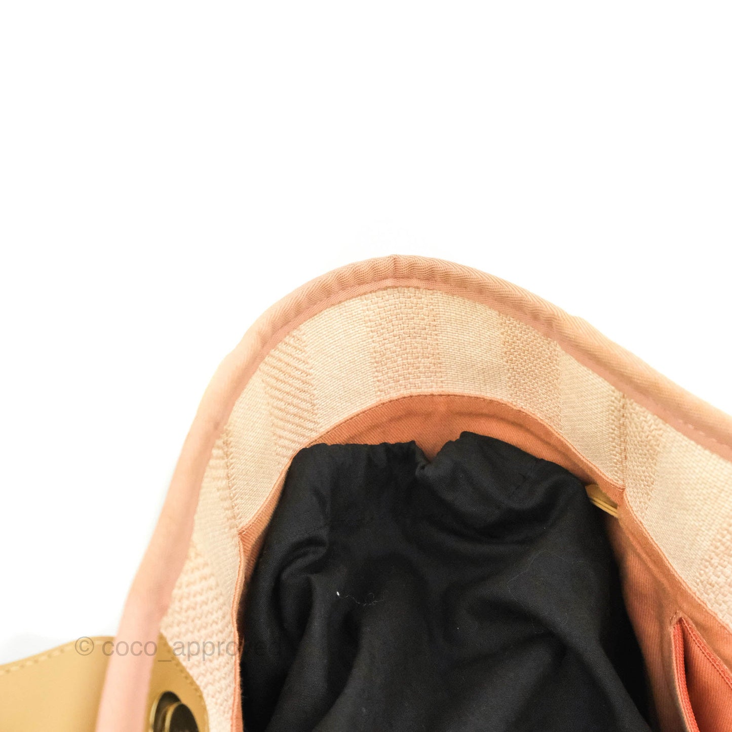Chanel Large Deauville Pink Stripe Canvas Beige Handle Gold Hardware