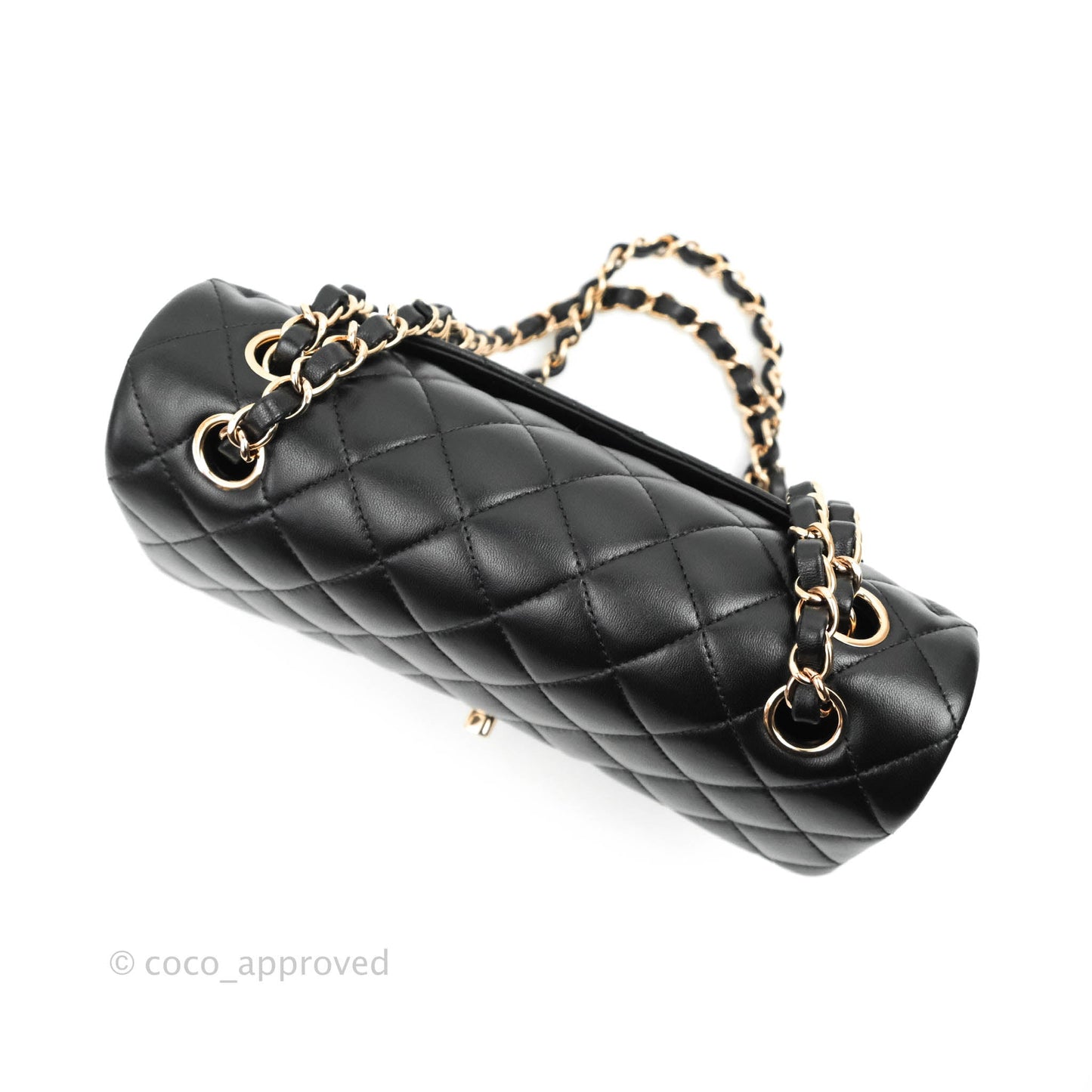 Chanel Classic Small S/M Flap Black Lambskin Rose Pink-Gold Hardware