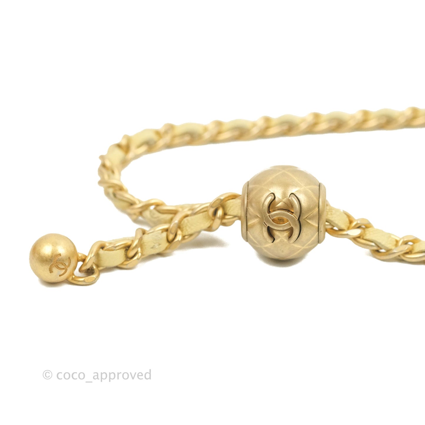 Chanel Quilted Pearl Crush Phone Holder With Chain Yellow Lambskin
