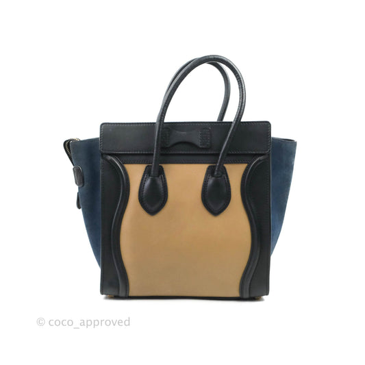 Celine Micro Luggage Bag Navy/Beige/Black Calfskin