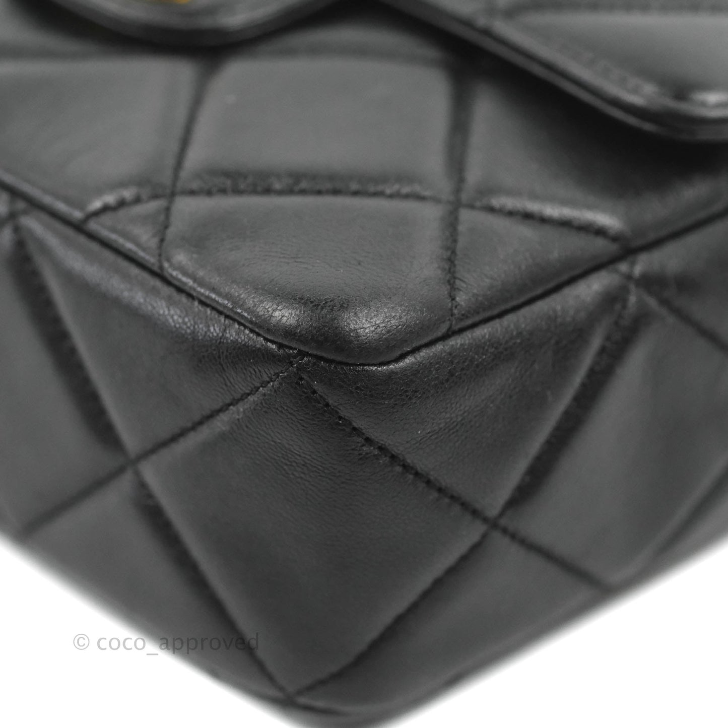 Chanel Quilted Square Flap Bijoux Chain Strap Black Aged Gold Hardware