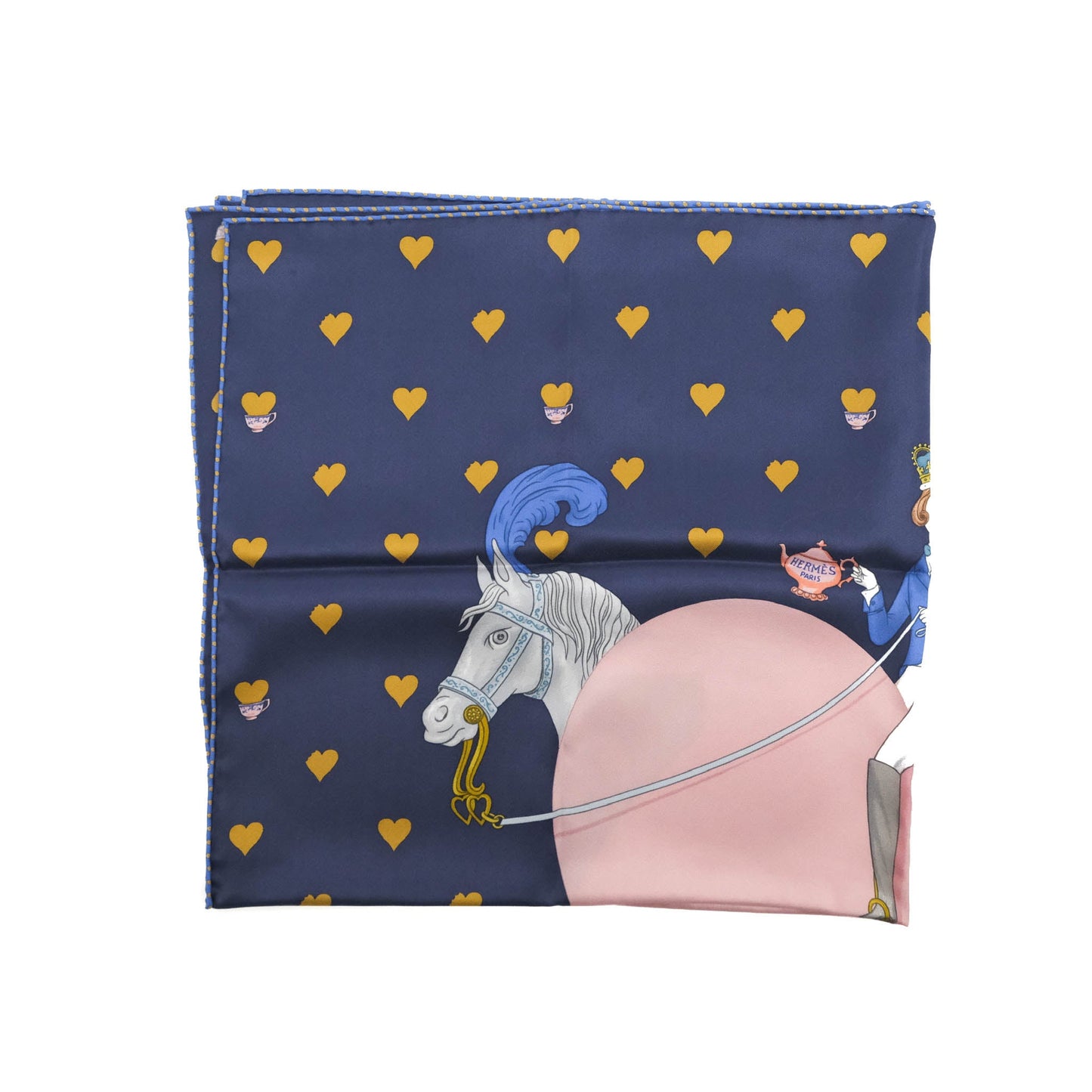 Hermès Tea Time Silk Scarf 70 Navy