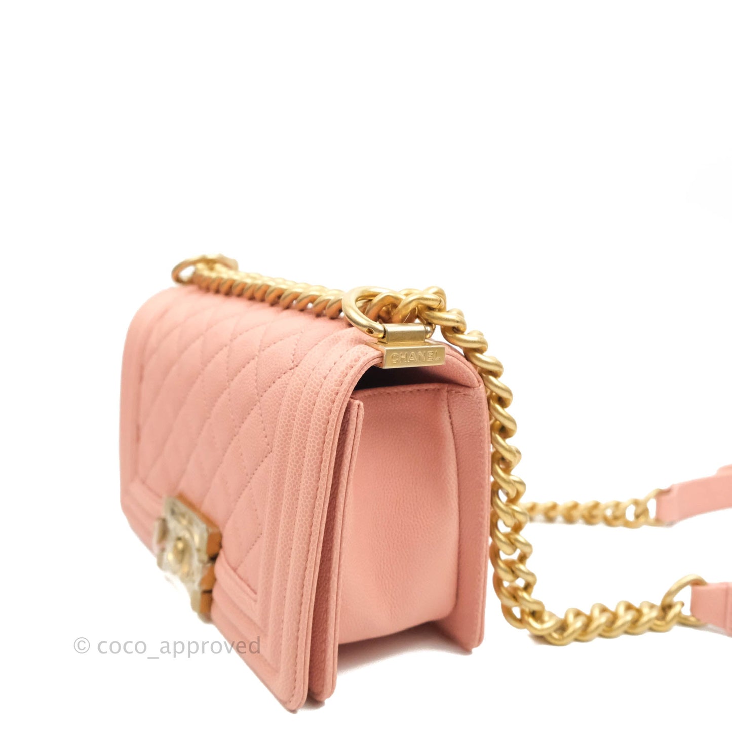 Chanel Boy Small Pink Caviar Gold Hardware
