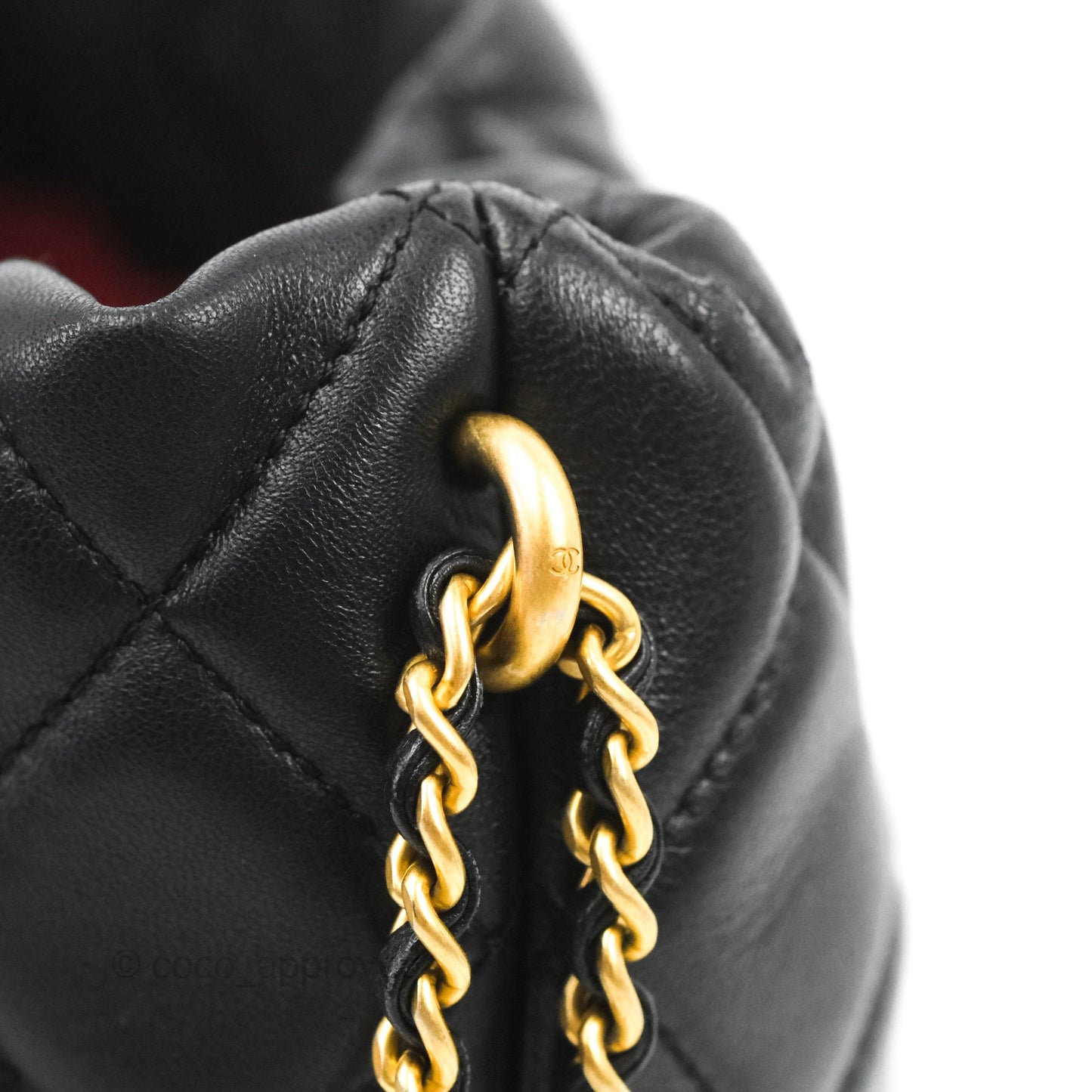 Chanel Quilted My Perfect CC Bucket Drawstring Bag Black Lambskin
