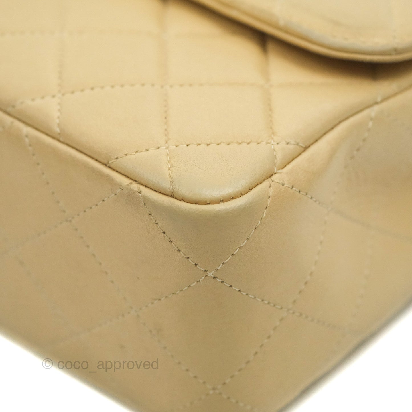 Chanel Vintage Top Handle Flap Bag Beige Lambskin 24K Gold Hardware