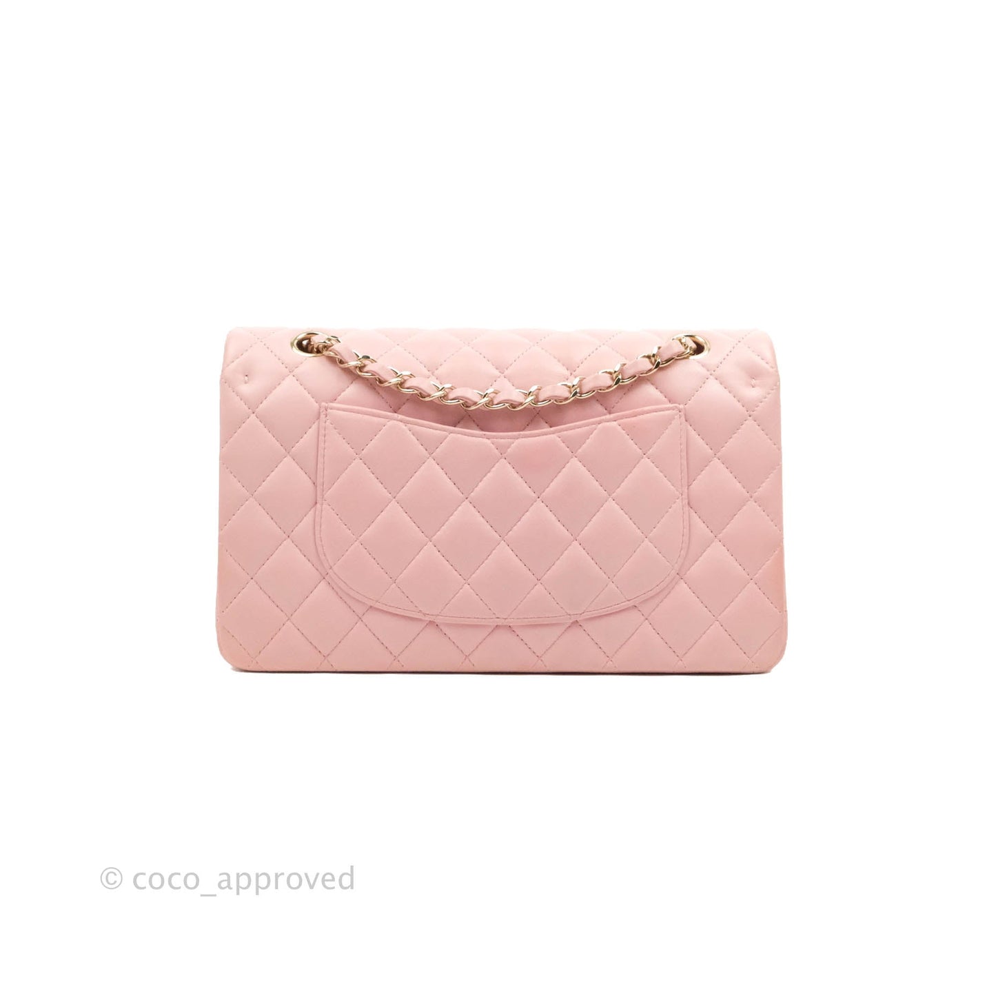 Chanel Classic M/L Medium Flap Quilted Pink Lambskin Gold Hardware