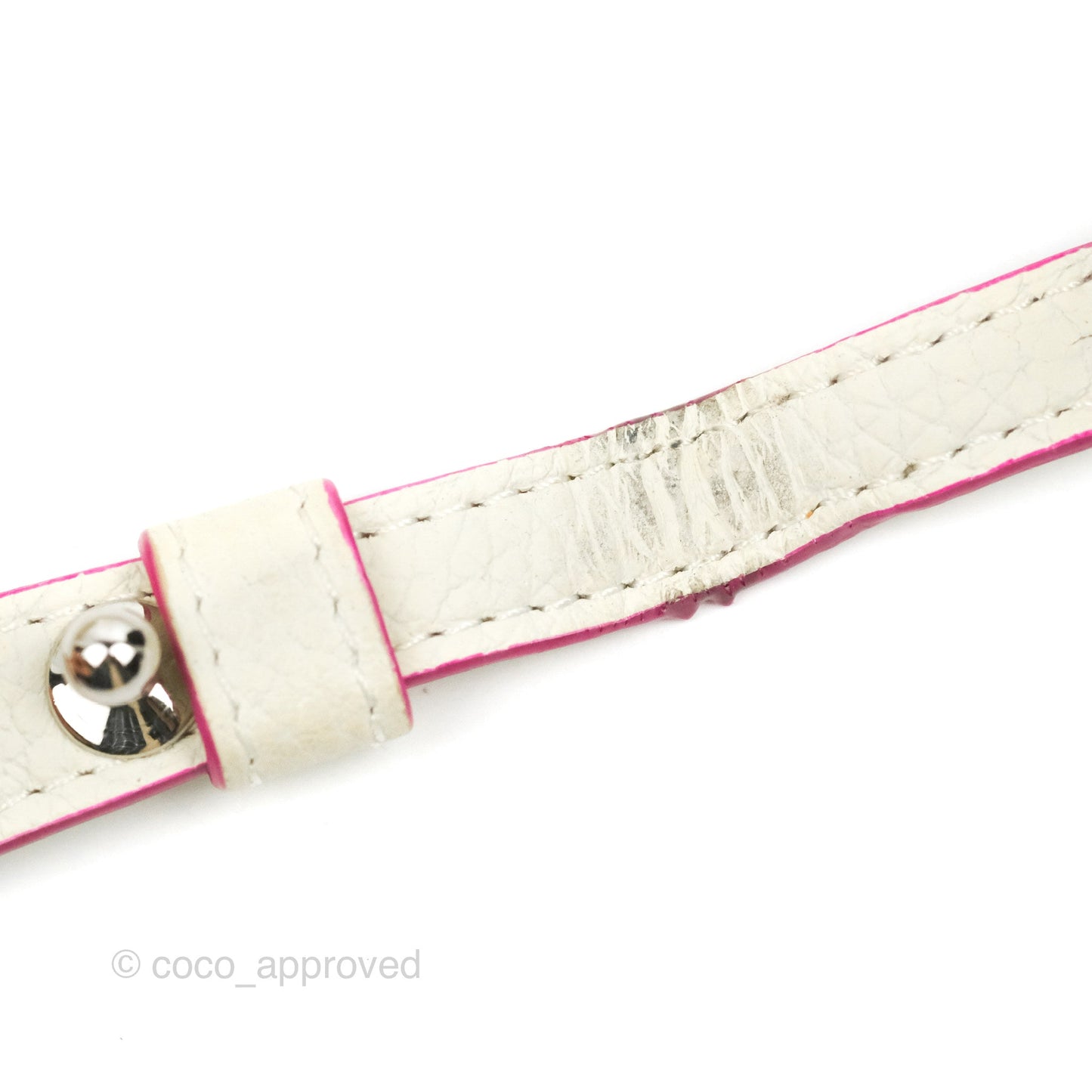 Delvaux Cool Box Mini Taurillon Soft Grained Calfskin White/Fuchsia