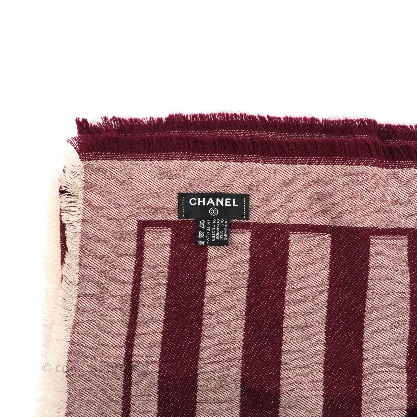 Chanel CC Cashmere Scarf Burgundy