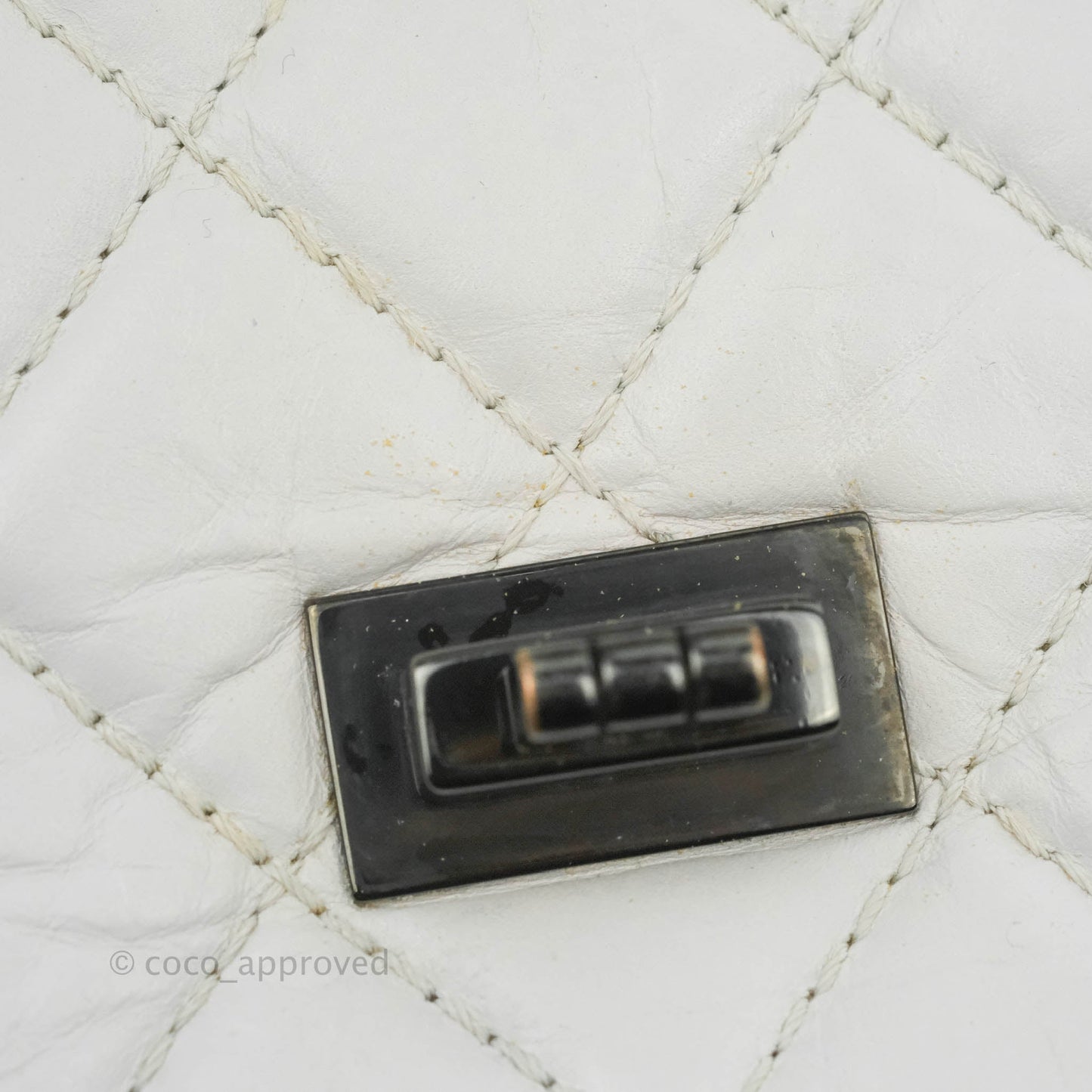 Chanel Quilted Reissue 226 Flap White Aged Calfskin Gun Metal Hardware