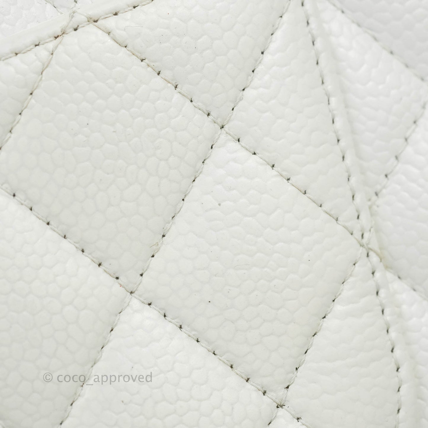 Chanel Classic M/L Medium Double Flap White Caviar Silver Hardware