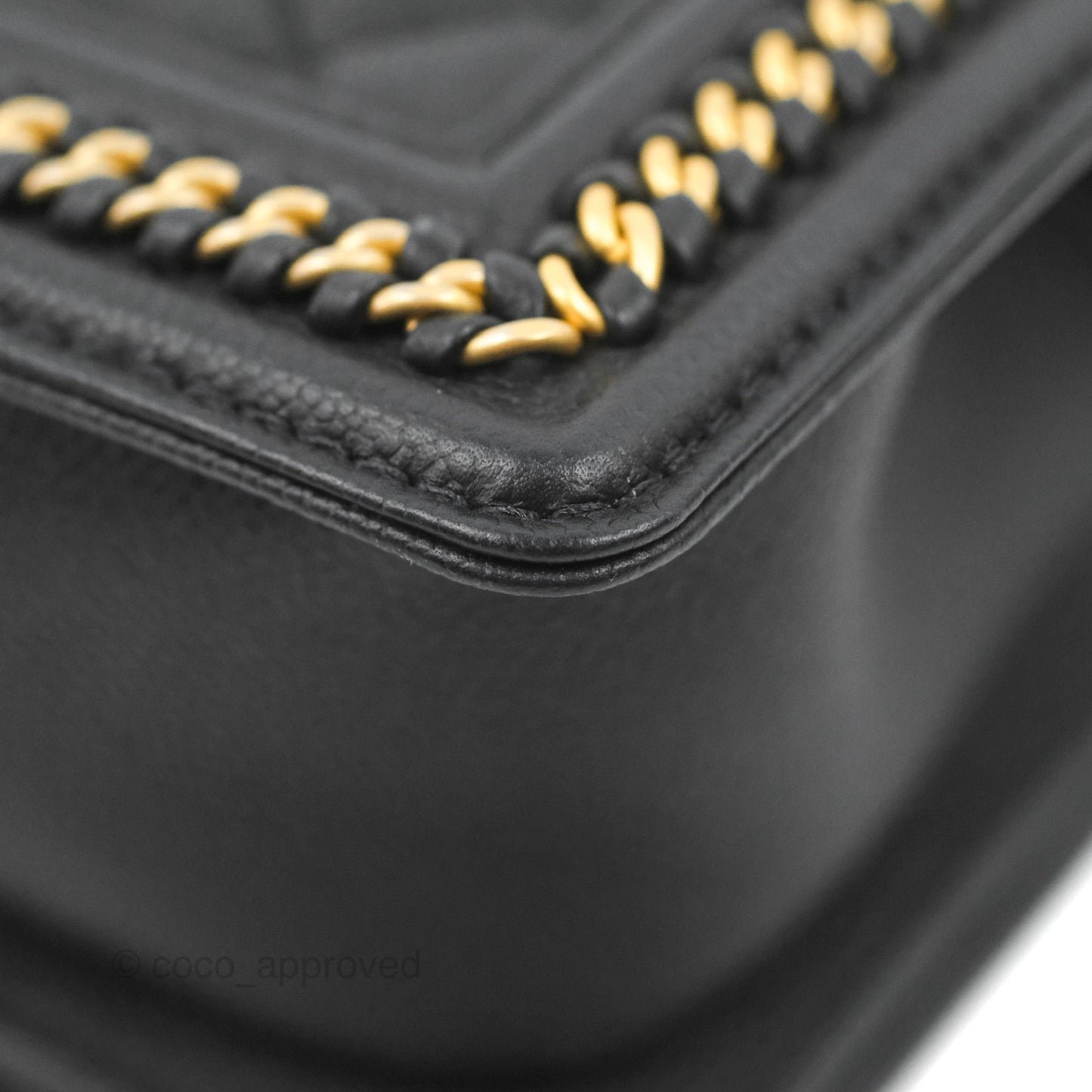 Chanel Small Boy Chain Around Black Caviar Gold Hardware