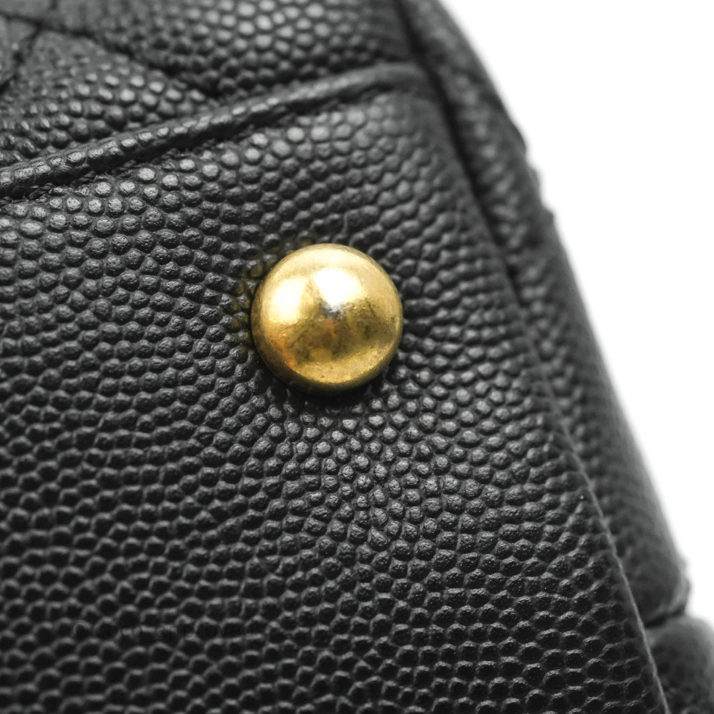 Chanel Medium Coco Handle Quilted Black Caviar Lizard Handle Gold Hardware