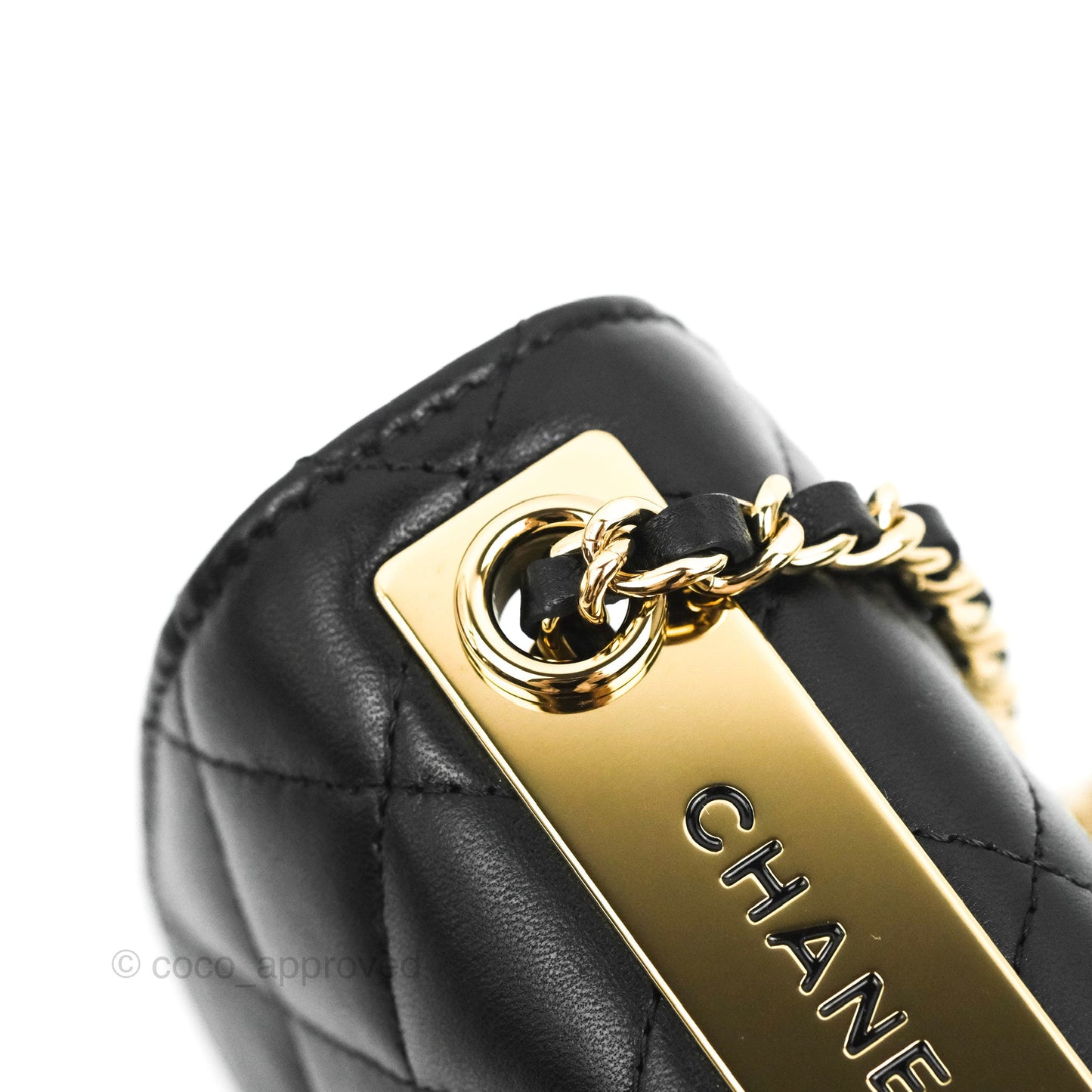 Chanel Mini Quilted Trendy CC Clutch With Chain Black Lambskin Gold Hardware