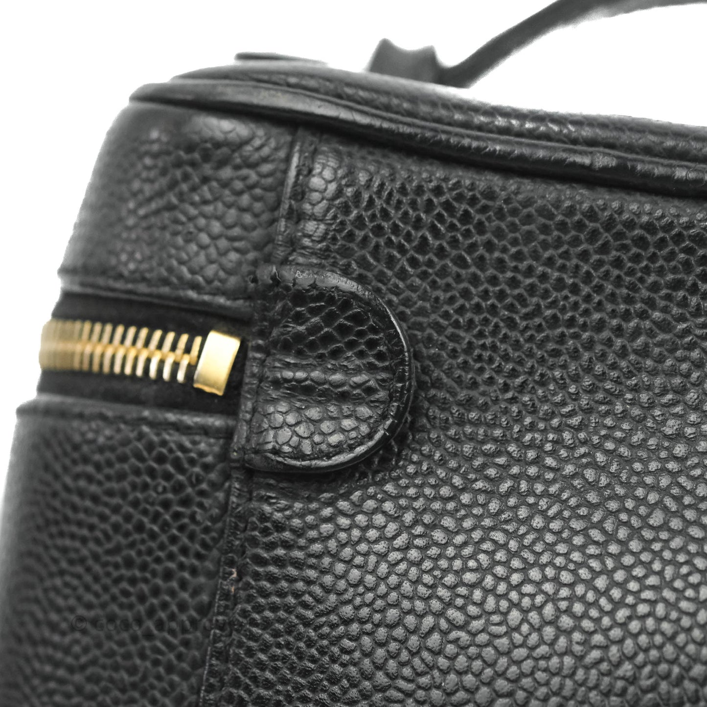 Chanel Vintage Vanity Case Black Caviar Gold Hardware