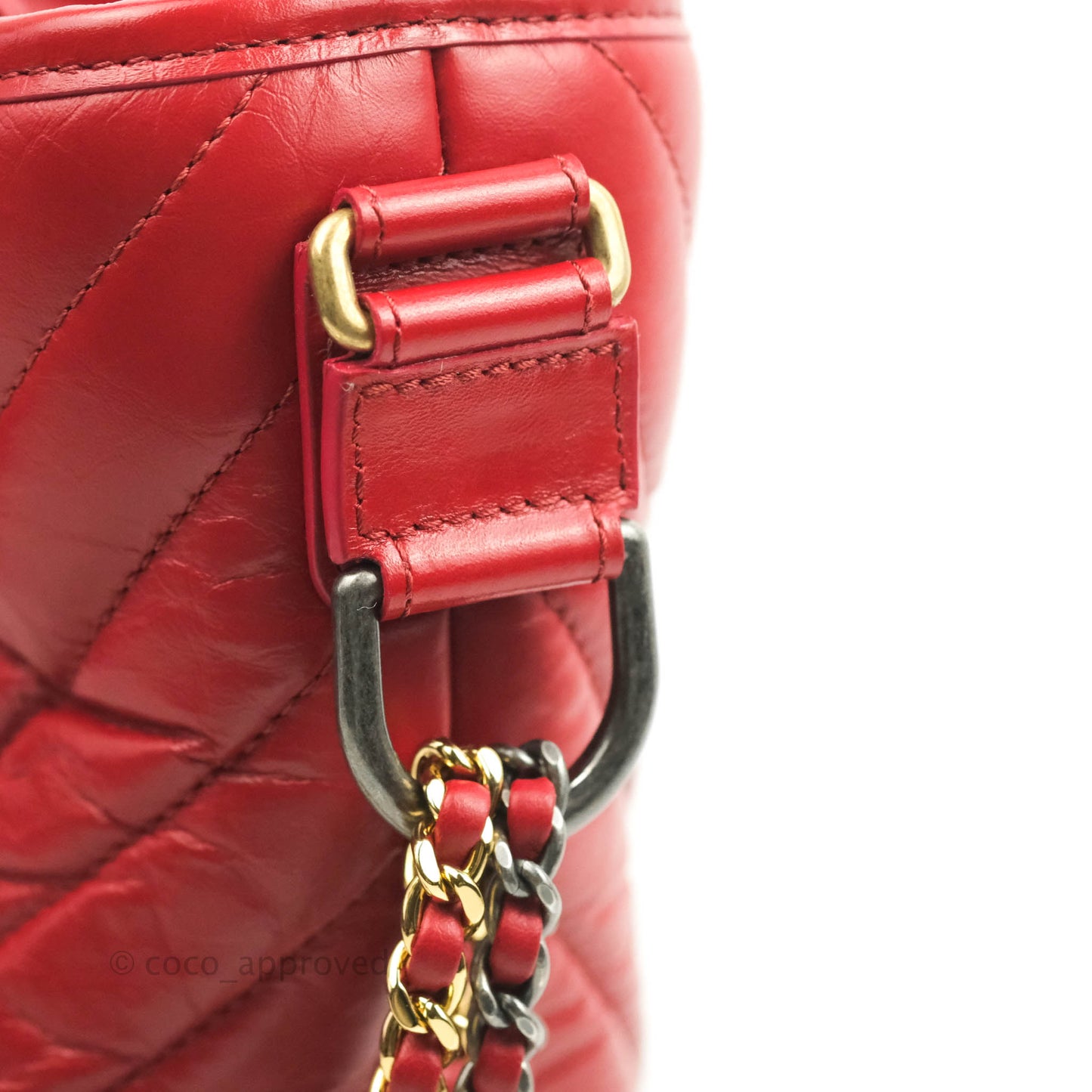 Chanel Chevron Medium Gabrielle Hobo Red Aged Calfskin Mixed Hardware