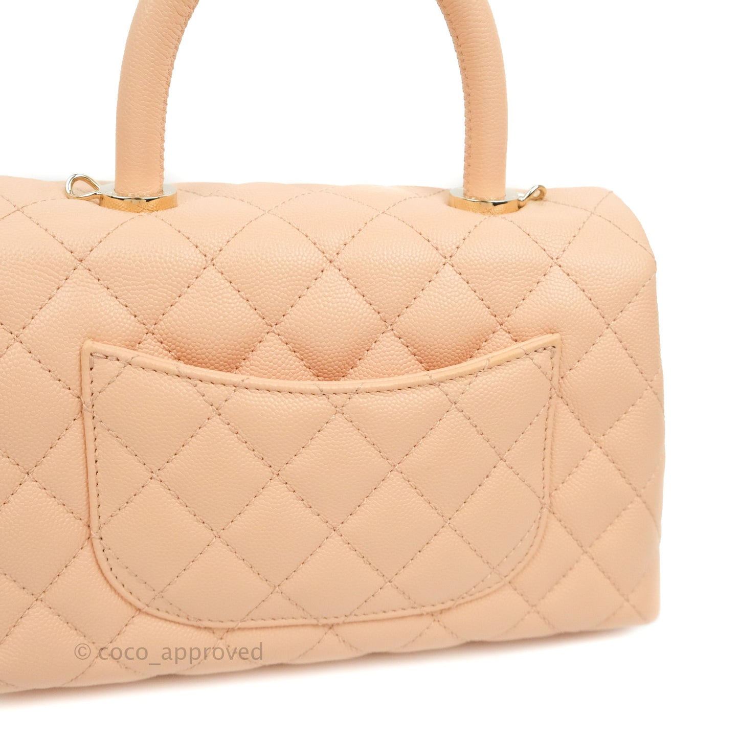 Chanel Small Coco Handle Quilted Peach Clair Caviar Gold Hardware