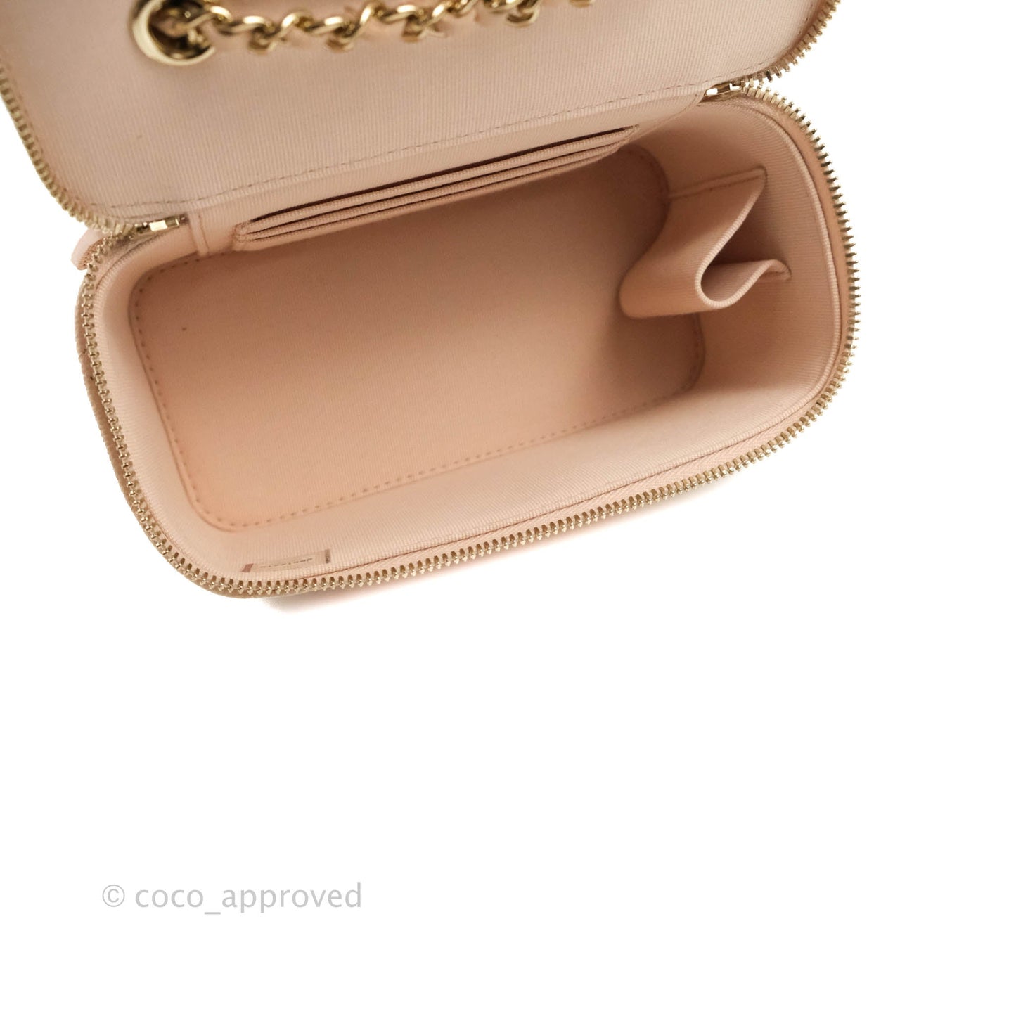 Chanel Vanity with Classic Chain Light Beige Caviar Gold Hardware 22C