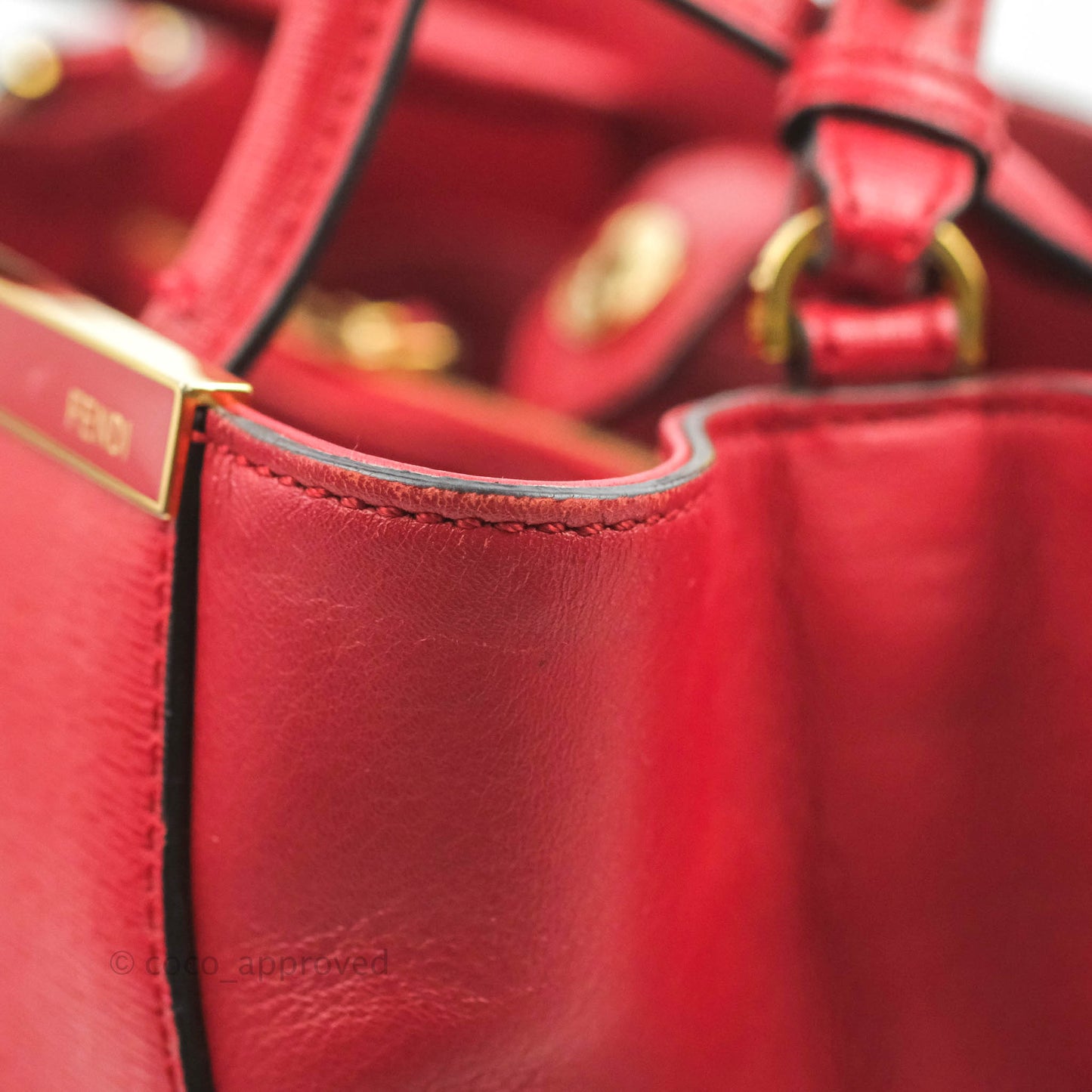 Fendi 2 Jours Red Bag Gold Hardware