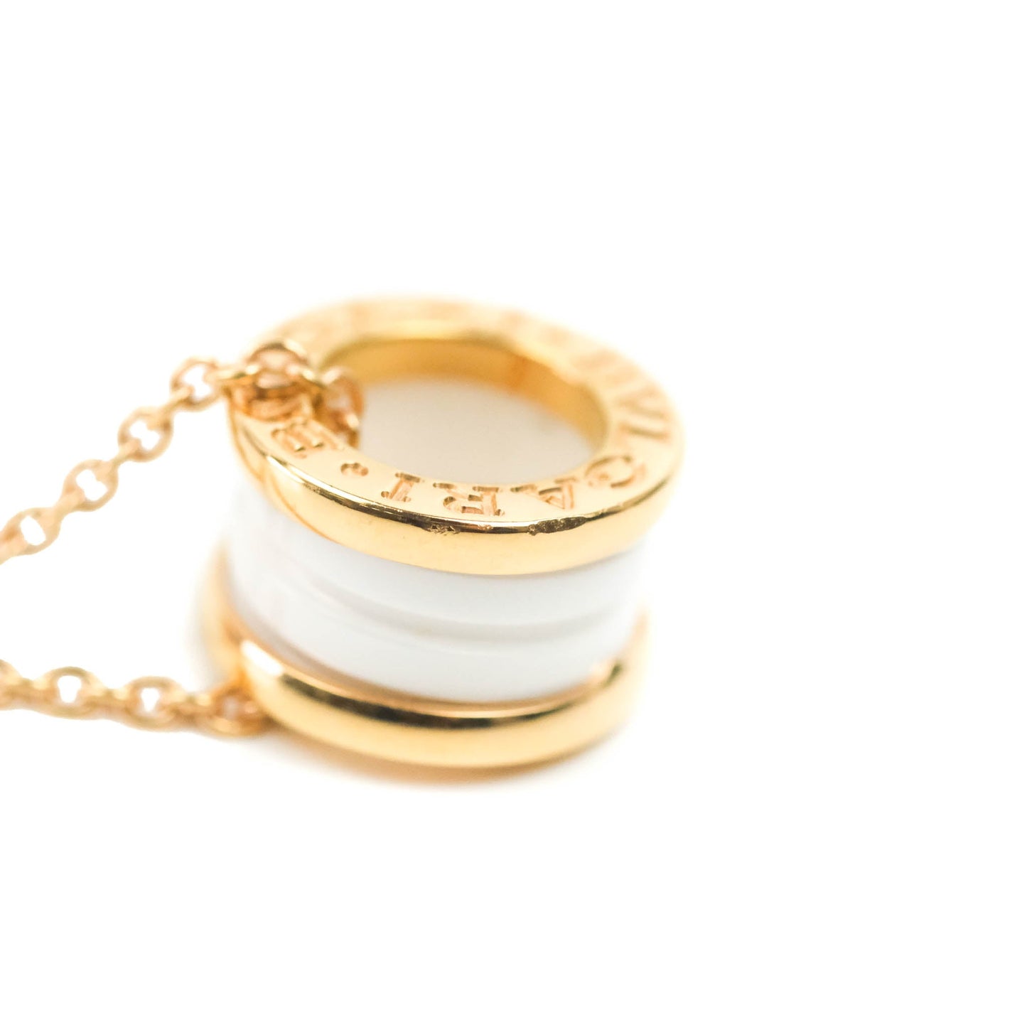 Bvlgari Zero1 Necklace White Ceramic Rose Gold