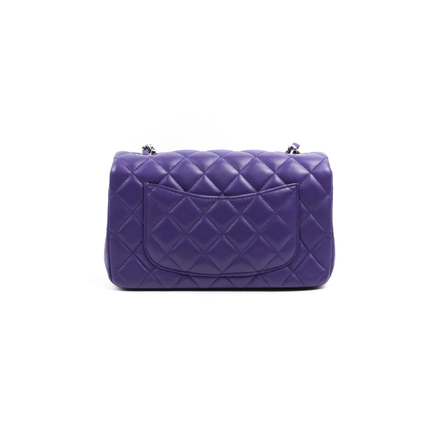 Chanel Quilted Mini Rectangular Flap Purple Lambskin Silver Hardware