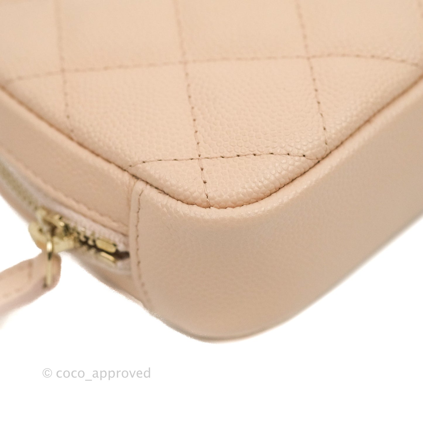 Chanel Small Classic Pouch Light Beige Caviar Gold Hardware