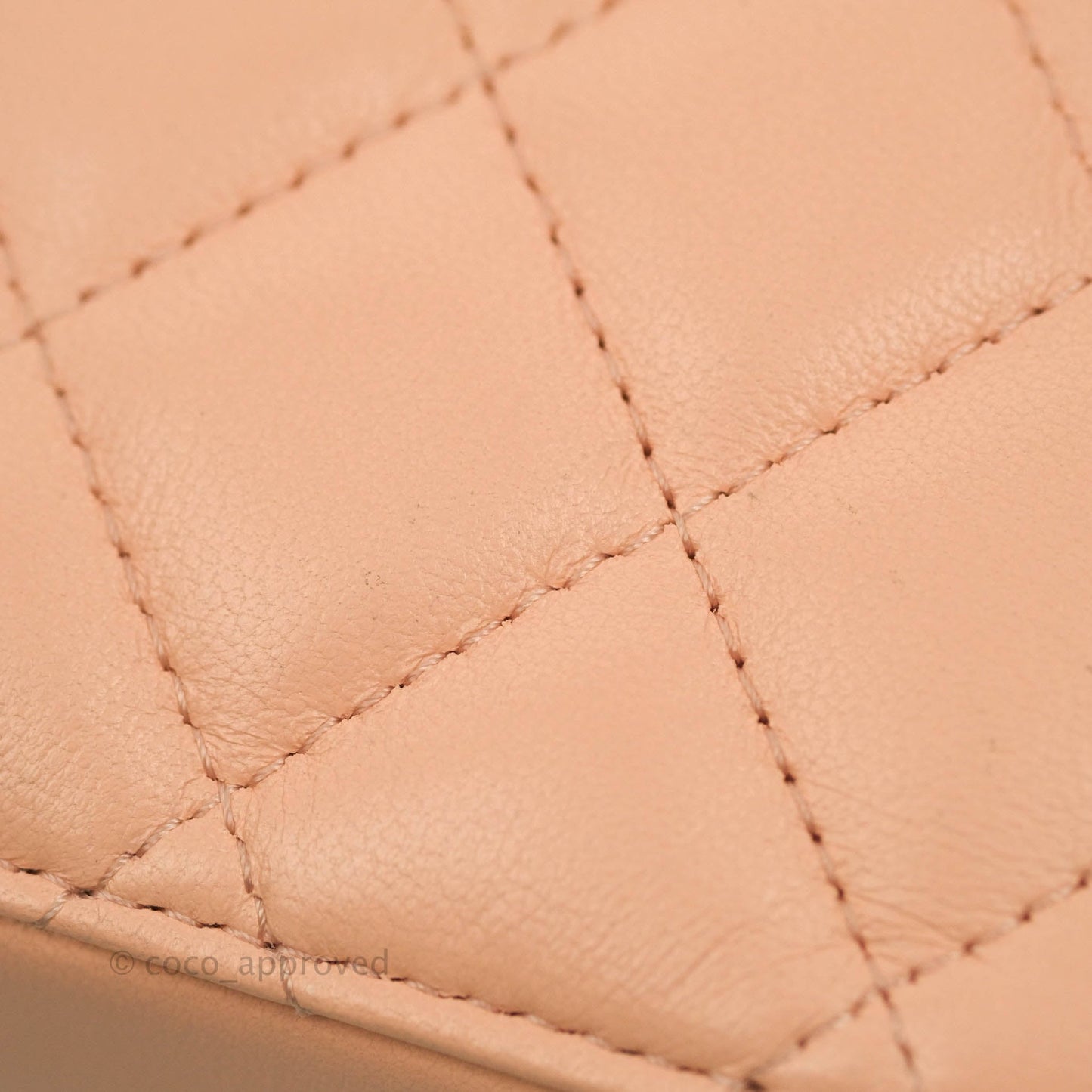 Chanel Mini Pearl Crush Quilted Camera Case Beige Pink Lambskin Aged Gold Hardware