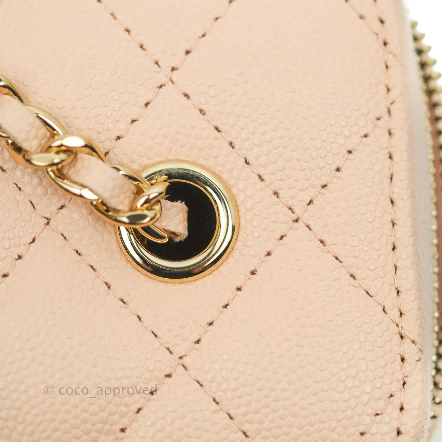 Chanel Vanity with Classic Chain Light Beige Caviar Gold Hardware 22C