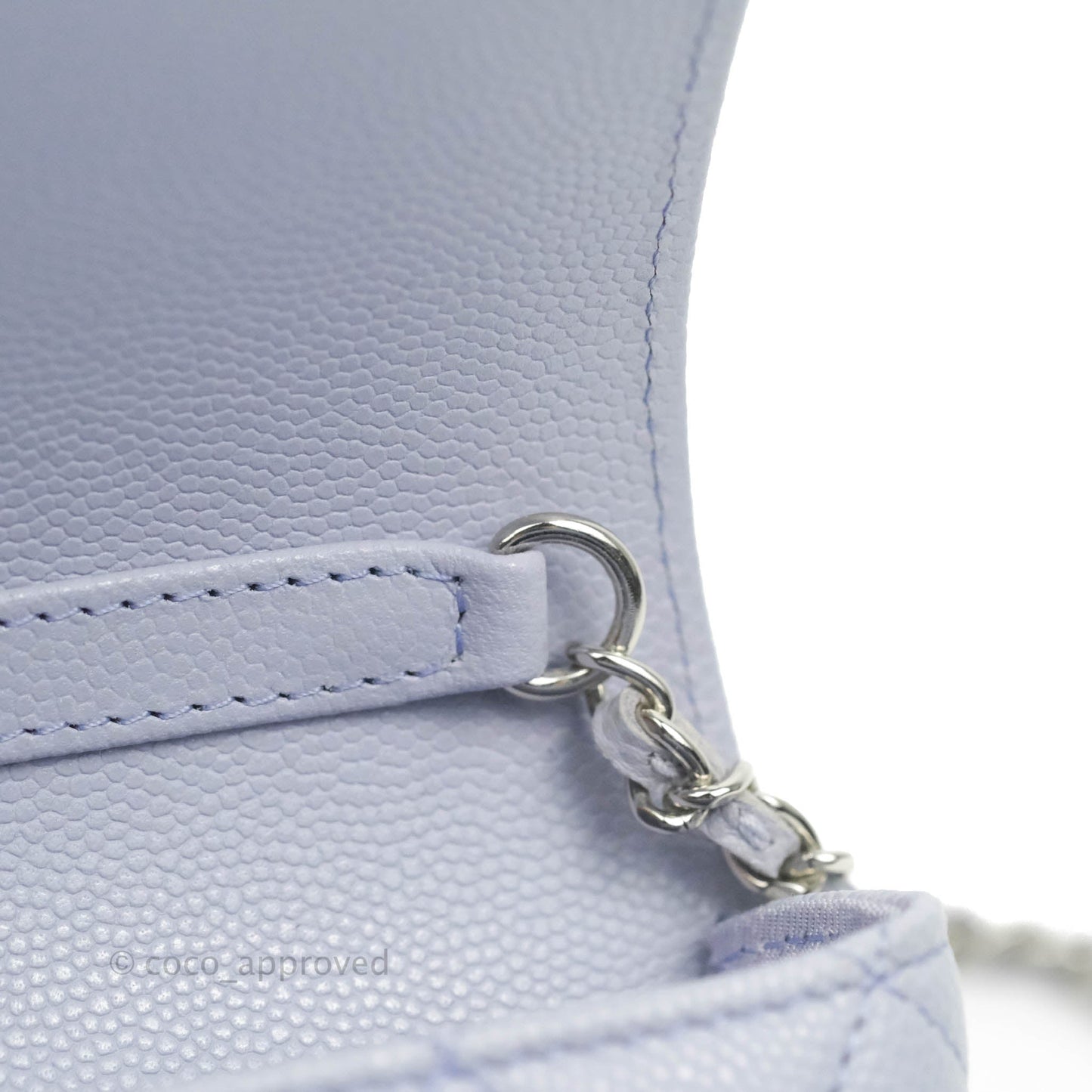 Chanel Quilted Case With Chain Lilac Caviar Silver Hardware