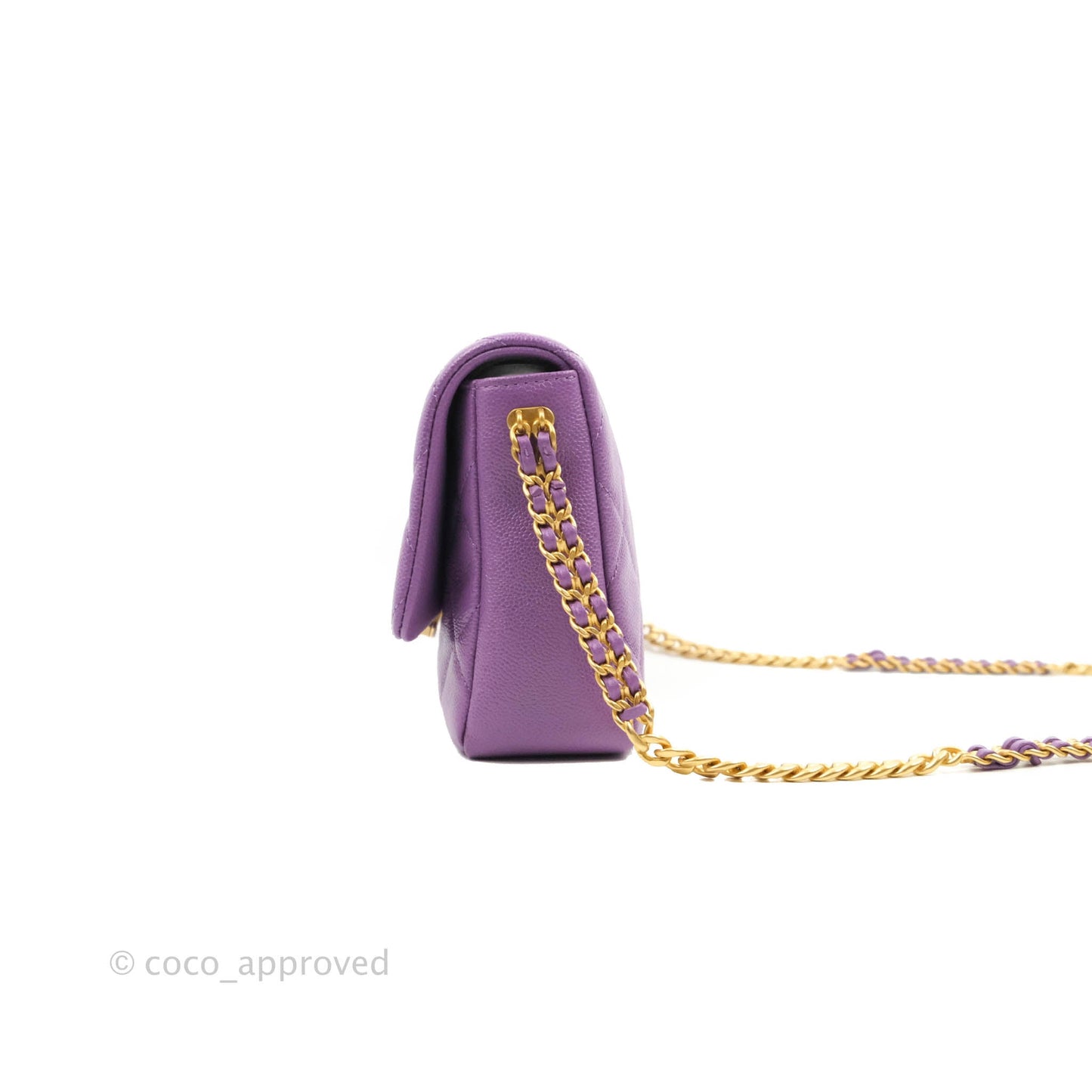 Chanel Small Quilted Melody Flap Purple Caviar Aged Gold Hardware