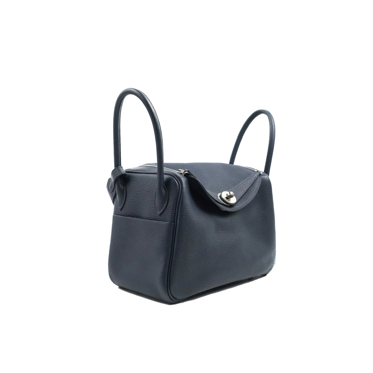 Hermès Lindy 26 Bleu Nuit Clemence Silver Hardware