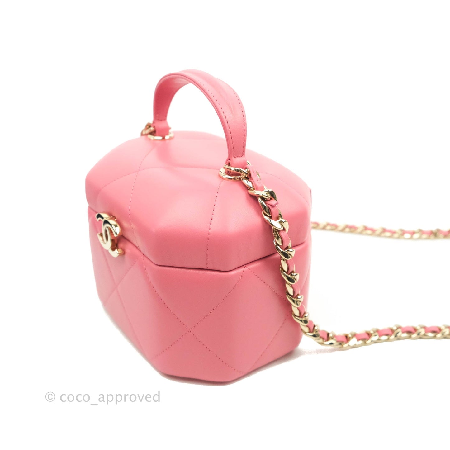 Chanel Small Hexagon Vanity Case Pink Lambskin Gold Hardware
