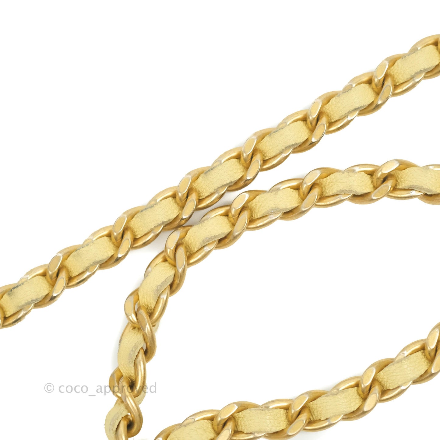 Chanel Quilted Pearl Crush Phone Holder With Chain Yellow Lambskin