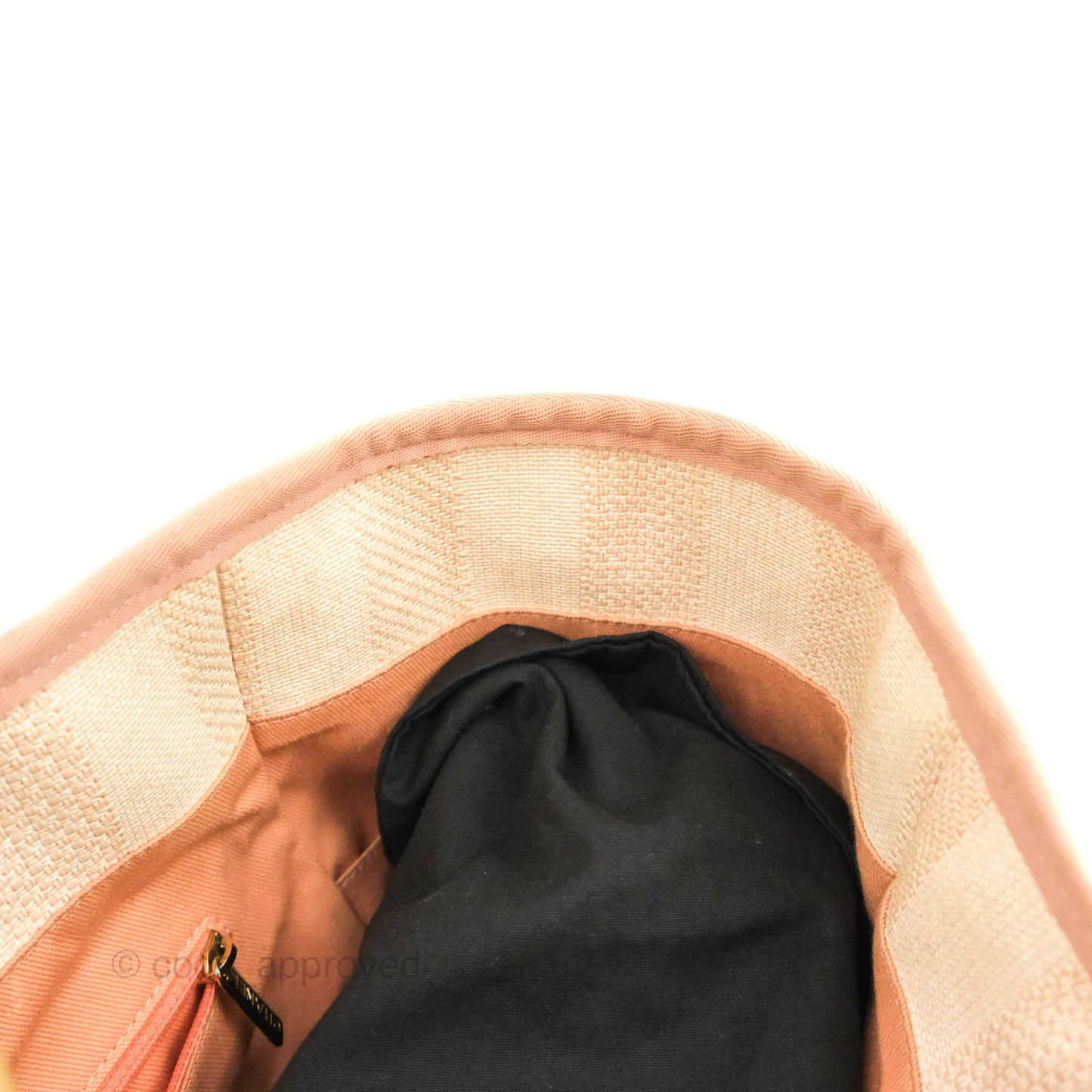 Chanel Large Deauville Pink Stripe Canvas Beige Handle Gold Hardware