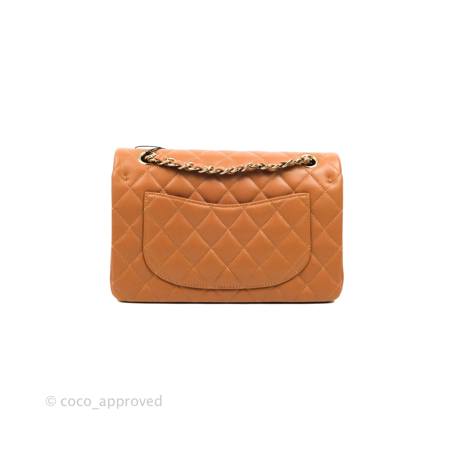 Chanel Small Classic Quilted Flap Dark Beige Caramel Lambskin Gold Hardware 22S