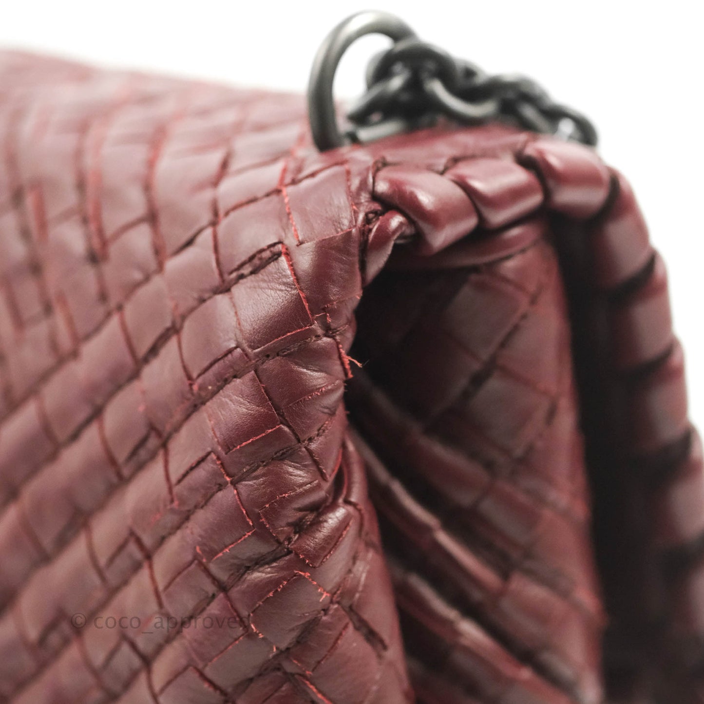 Bottega Veneta Small Nappa Intrecciato Olimpia Shoulder Bag Dark Red