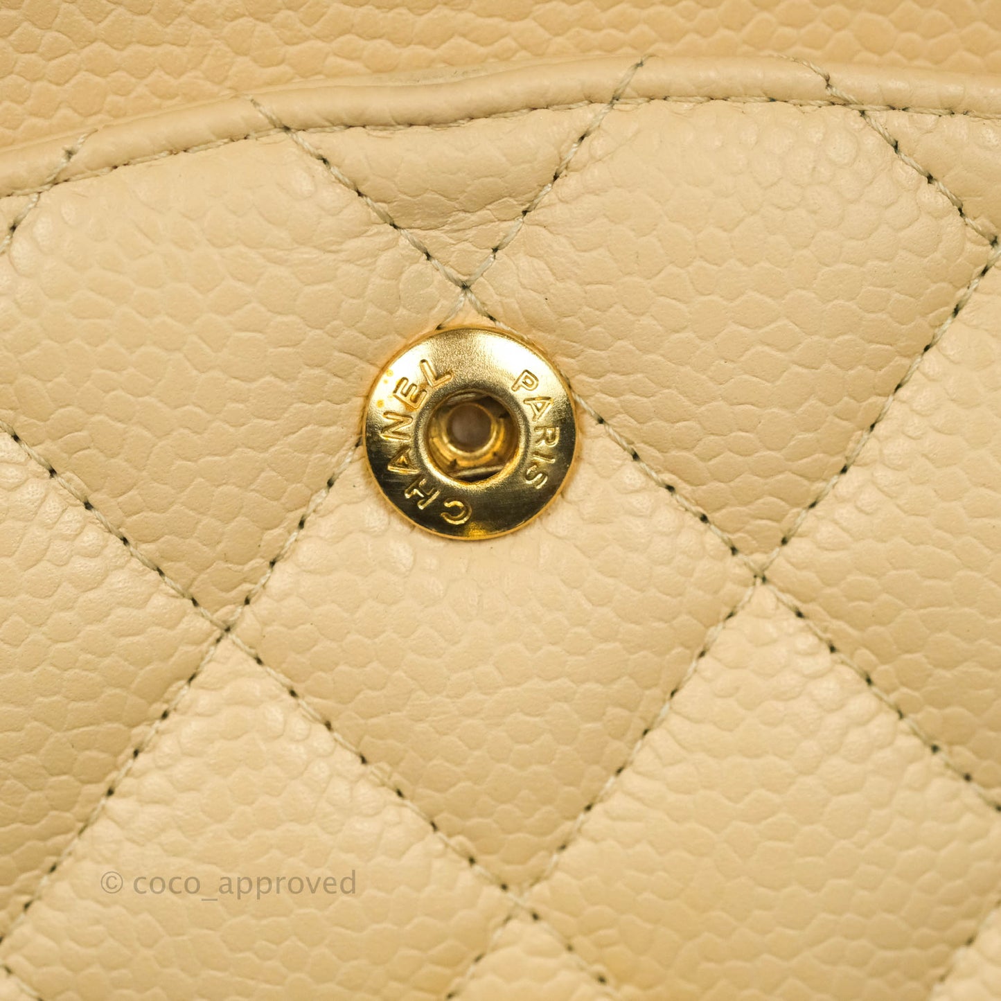 Chanel Classic M/L Medium Flap Quilted Beige Caviar Gold Hardware