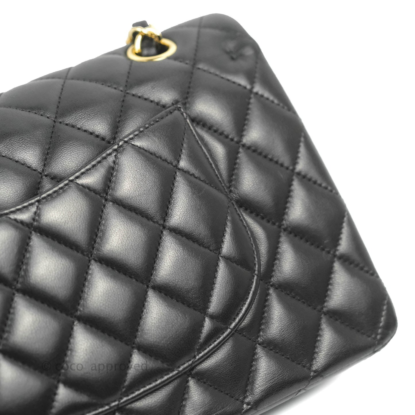 Chanel Classic M/L Medium Flap Quilted Black Lambskin Gold Hardware