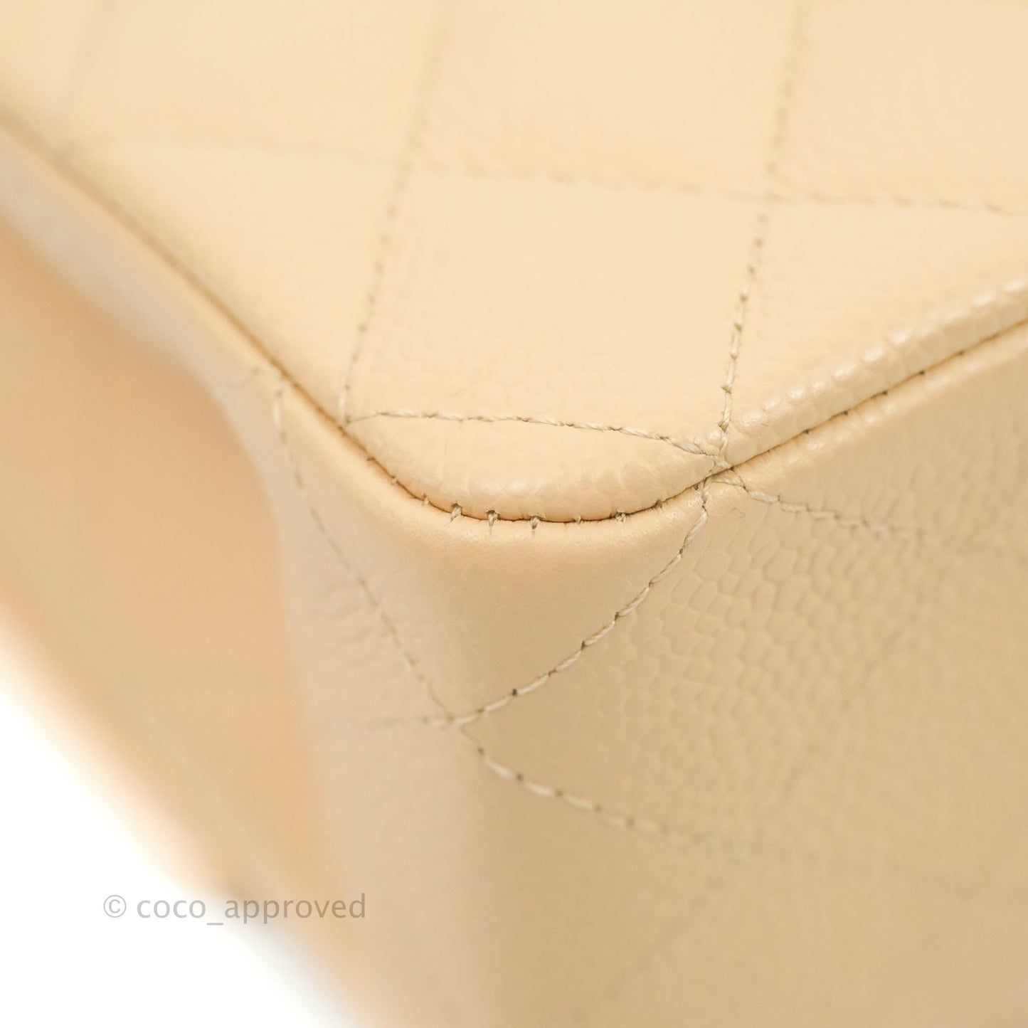 Chanel Classic M/L Medium Flap Quilted Beige Caviar Silver Hardware