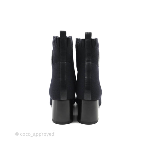 Hermes Knit Calfskin Volver 60 Ankle Boots Black