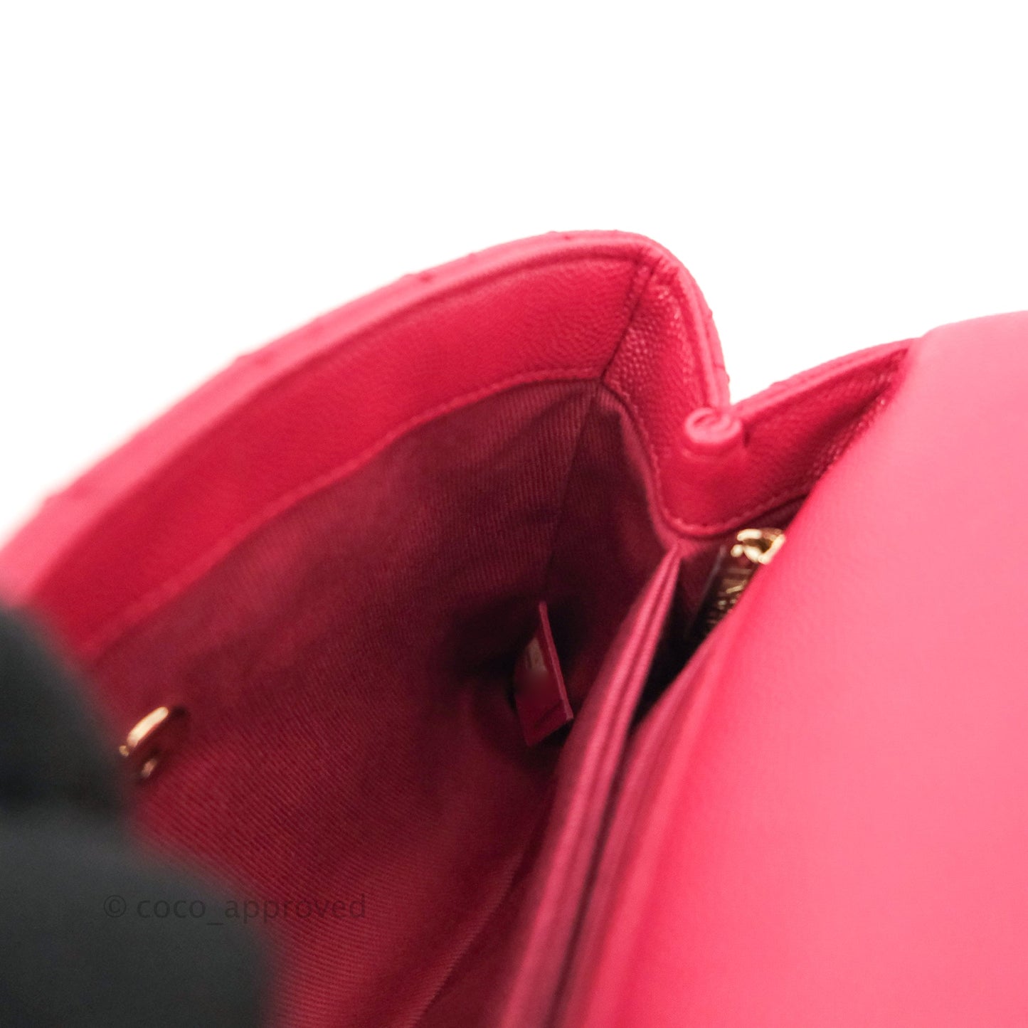 Chanel Small Coco Handle Quilted Cherry Red Caviar Gold Hardware