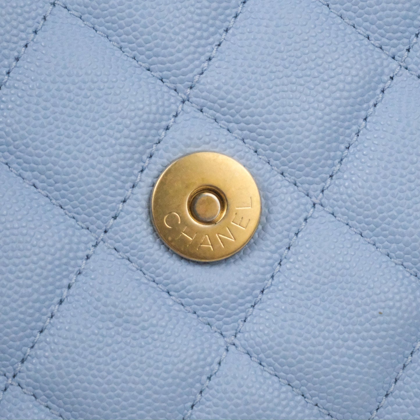 Chanel Quilted Wavy CC Hobo Light Blue Caviar Aged Gold Hardware 23P