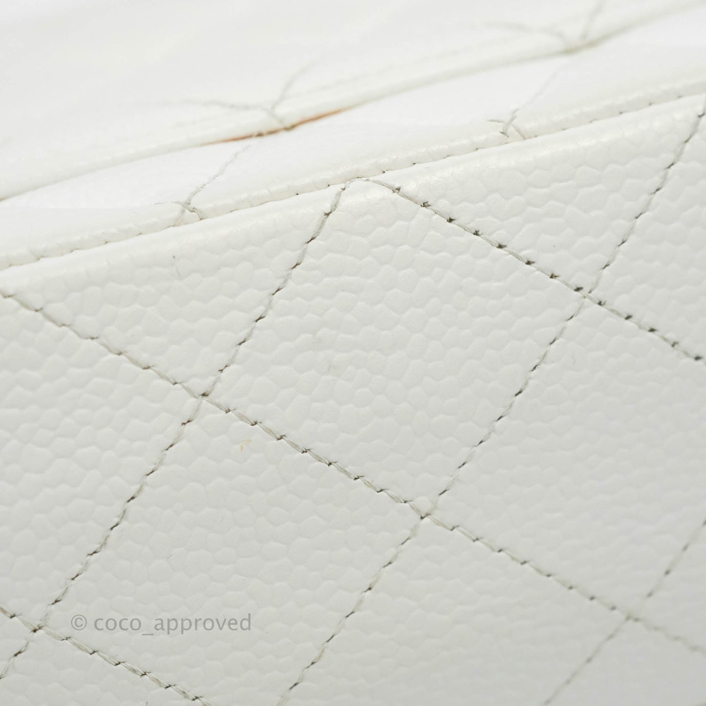 Chanel Classic M/L Medium Double Flap White Caviar Silver Hardware