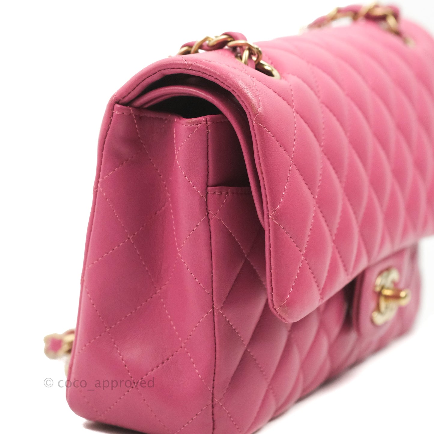 Chanel Classic M/L Medium Double Flap Pink Lambskin Matte Gold Hardware