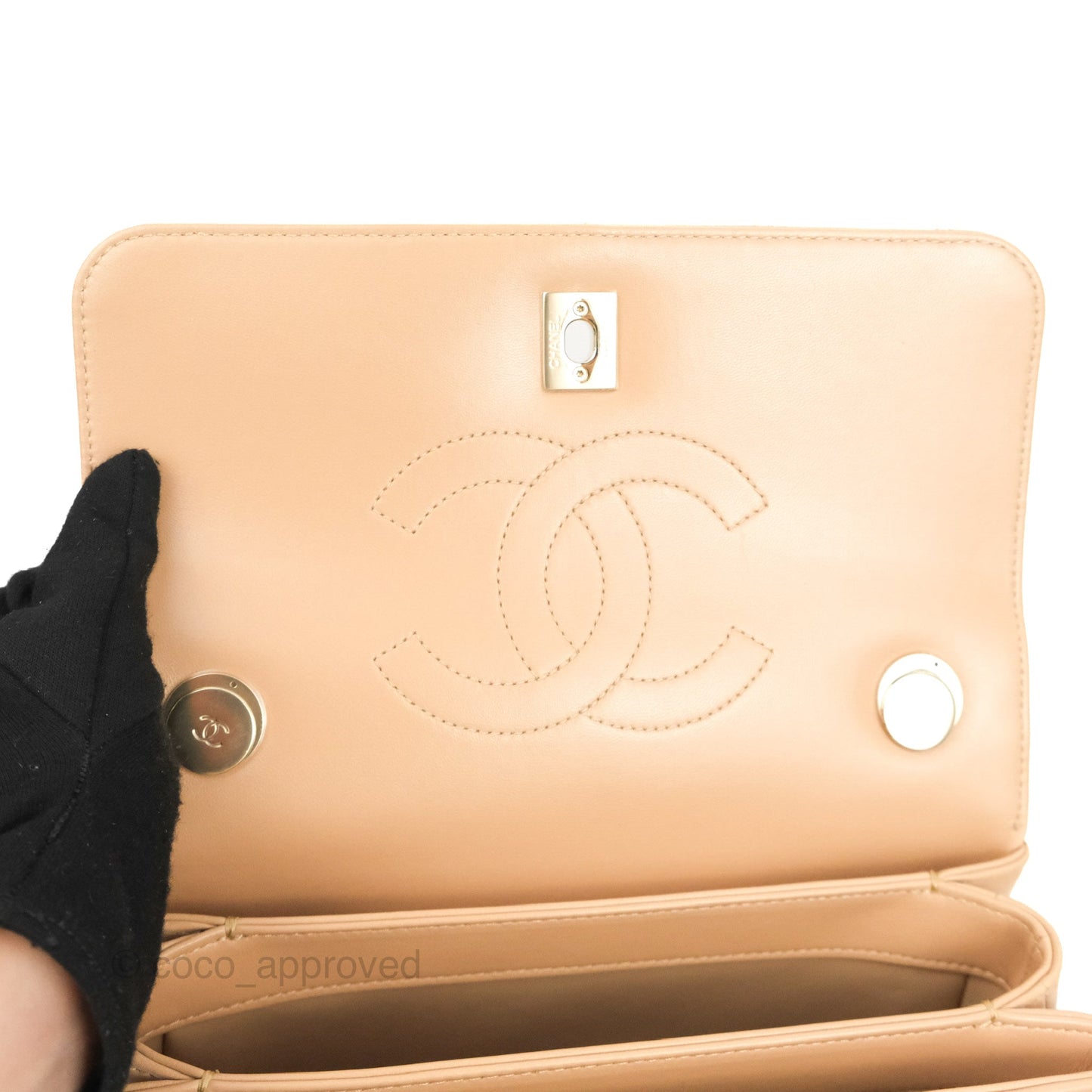 Chanel Small Trendy CC Beige Lambskin Gold Hardware