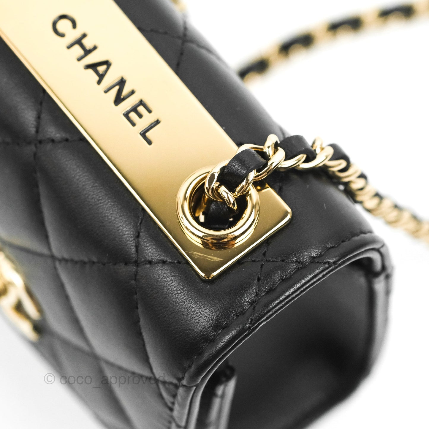 Chanel Mini Quilted Trendy CC Clutch With Chain Black Lambskin Gold Hardware