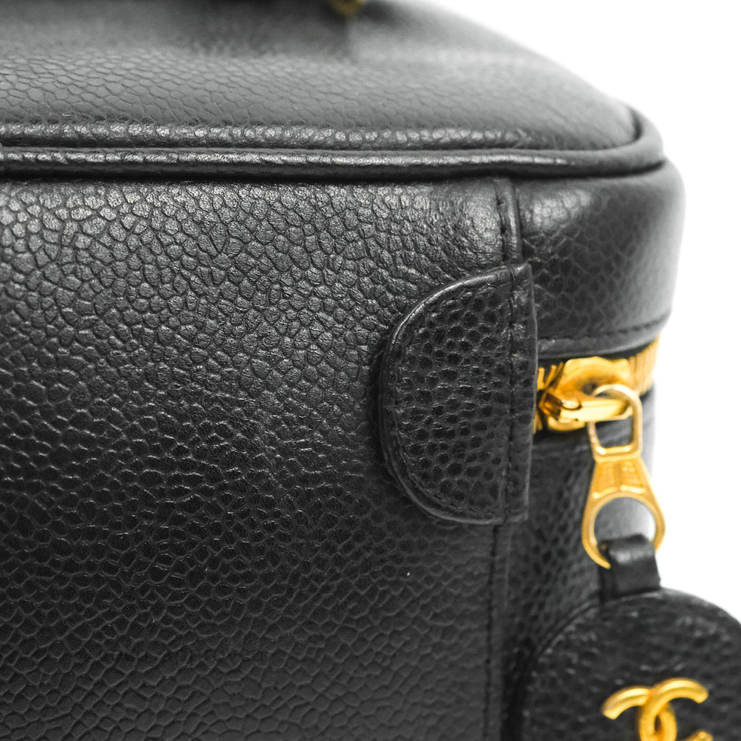 Chanel Vintage Vanity Case Black Caviar Gold Hardware
